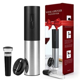 Elektrischer Korkenzieher Wein mit Folienschneider, 5-in-1 USB Wiederaufladbarer Automatischer Weinflaschenöffner, Edelstahl Weinöffner Geschenkset für Weinliebhaber Familienfeier - 1