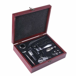 Korkenzieher,GWCLEO Luxus Wein Öffner mit Eleganten Geschenkbox,Sommelier Set mit Flaschenöffner,Folienschneider,Weinbelüfter,Tropfringe,Weinverschlüsse Weinausgießer,Weinthermometer,Wein Vakuumpumpe - 1