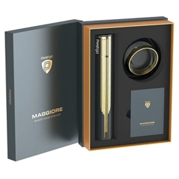 Prestigio Maggiore Elektrischer Korkenzieher - Premium Wein Flaschenöffner mit Ladestation - Integrierter Folienschneider - Verpackt in hochwertiger Geschenkbox - Schwarz/Gold - 1