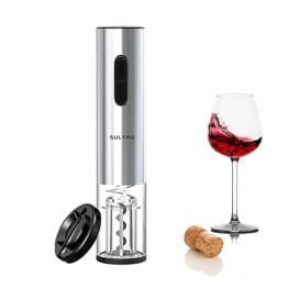 Sulypo Elektrischer Weinöffner, leistungsstarker automatischer Korkenzieher, schnurloser Flaschenöffner als Vintage Geschenke, Anti Arthritis, für Zuhause, Küche, Bar, Hochzeit(Edelstahl), - 1